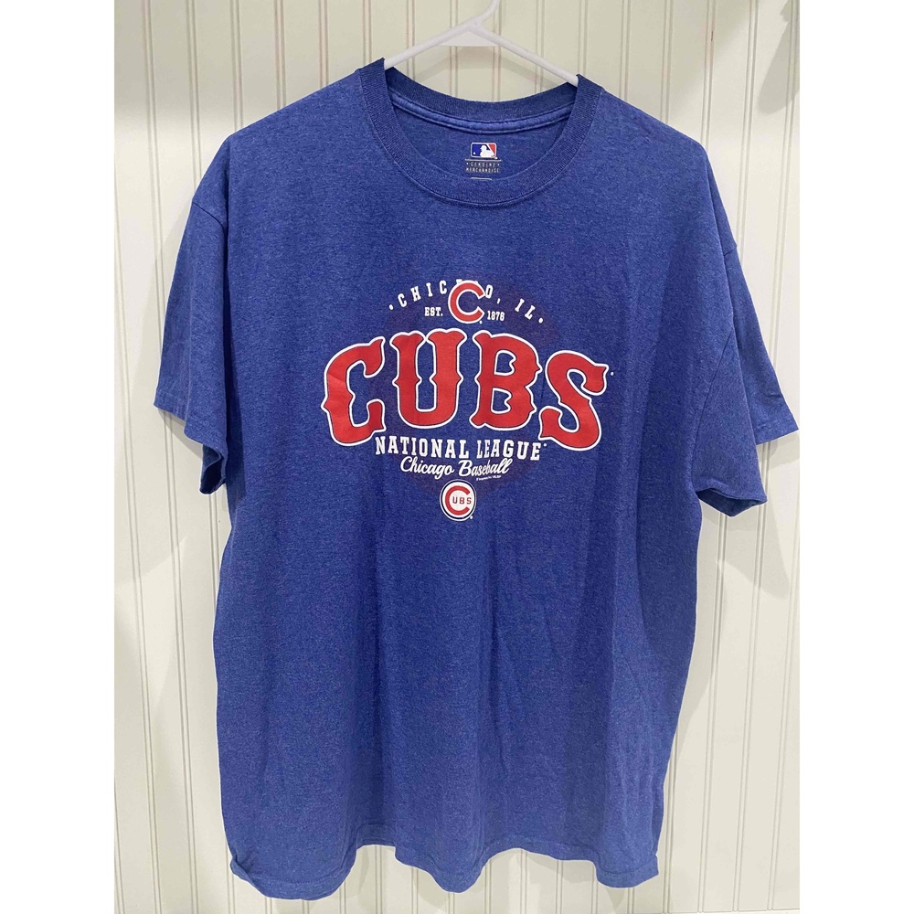 Fanatics Chicago Cubs MLB Logo Blue Men's Short Sleeve Crew T-Shirt‎ Extra Large